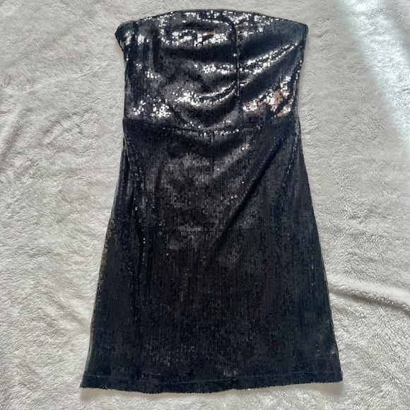BCBGeneration Black Sequin Strapless Dress - Picture 1 of 5